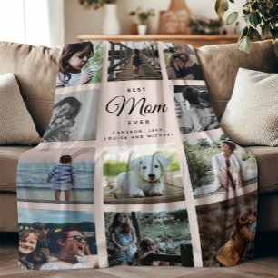 Beste Mama je Moderne Rosa FotoCollage Fleecedecke