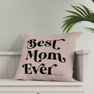 Beste Mama je Moderne Rustikale Rosa Typografie Kissen
