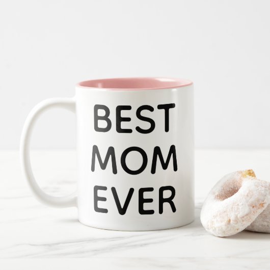 Beste Mama je Moderne Typografie Muttertagsgeschen Zweifarbige Tasse (Mit Donut)