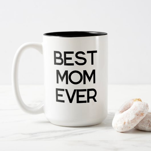 Beste Mama je Moderne Typografie Muttertagsgeschen Zweifarbige Tasse (Mit Donut)