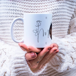 Beste Mama je Modernes Blumentypografie-Foto Kaffeetasse