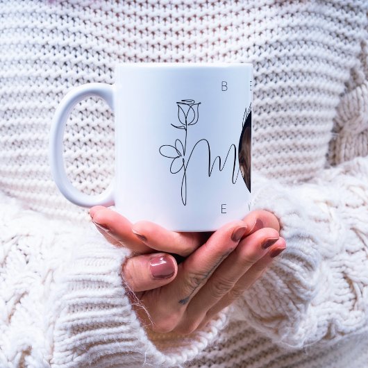 Beste Mama je Modernes Blumentypografie-Foto Kaffeetasse