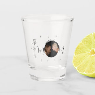 Beste Mama je Modernes Blumentypografie-Foto Schnapsglas
