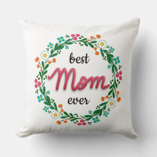 Beste Mama je Modernes, farbenfrohe Blumenstrauß Kissen