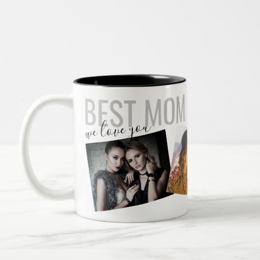Beste Mama je Modernes, individuelles Foto Kaffeem Zweifarbige Tasse (Links)