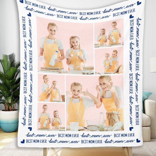 Beste Mama je Modernes Personalisiertes 6 Foto Fleecedecke
