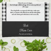 Beste Mama je, Monogramm Schwarz-weißes Büffel kar Geschirrtuch (Gefaltet)