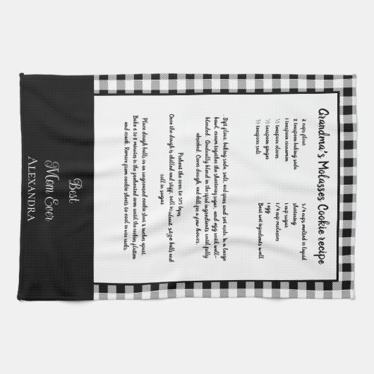 Beste Mama je, Monogramm Schwarz-weißes Büffel kar Geschirrtuch (Horizontal)