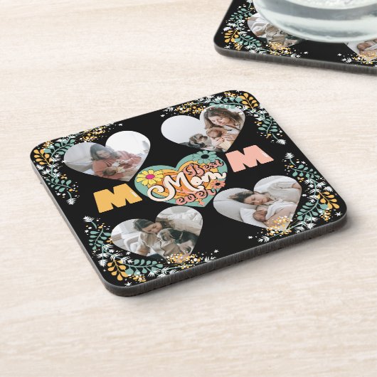 Beste Mama je Multiheroform Foto Fleece Blank Getränkeuntersetzer (Linke Seite)