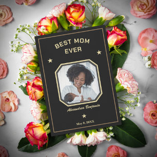 Beste Mama je Mutter Familie Foto Gold Schwarz Karte