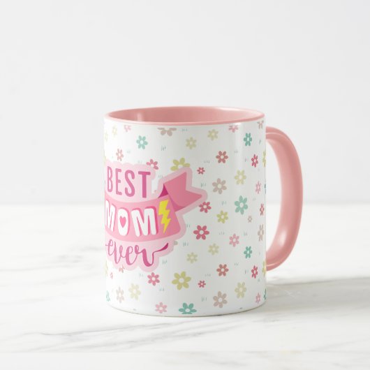 Beste Mama je Mutter Geschenke Flora Tasse (VorderseiteRechts)