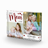Beste Mama je Mütter Tag Deep Red Fotoblock (Rechts)