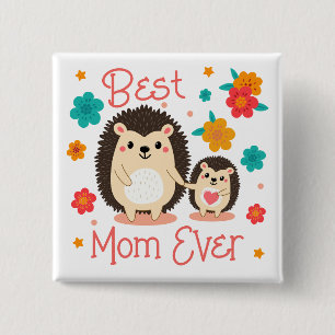 Beste Mama je Mutter und Baby-Igel Button