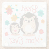 Beste Mama je Mutter und Baby-Igel Glasuntersetzer (Rückseite)