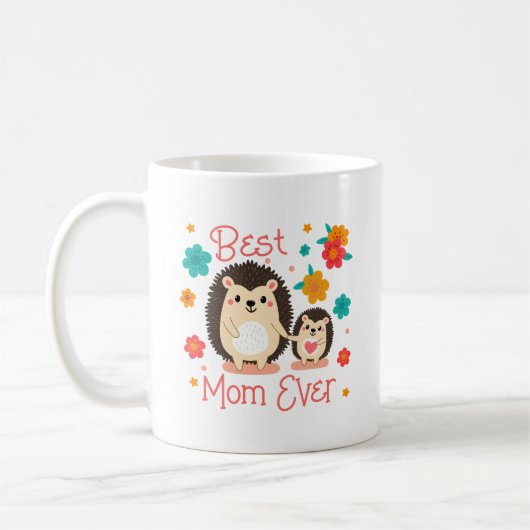 Beste Mama je Mutter und Baby-Igel Kaffeetasse (Links)