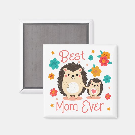 Beste Mama je Mutter und Baby-Igel Magnet (Vorderseite/Rückseite)