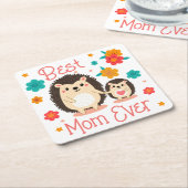 Beste Mama je Mutter und Baby-Igel Rechteckiger Pappuntersetzer (angewinkelt)