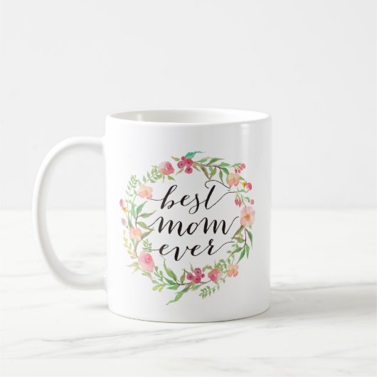 Beste Mama je, Muttertag, Blumenreath-6 Kaffeetasse (Links)