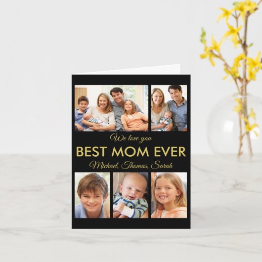 Beste Mama je Muttertag FotoCollage Karte (Gelbe Blume)