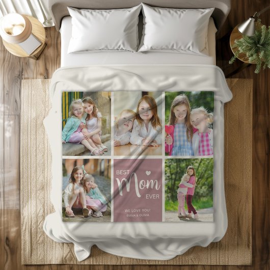 Beste Mama je Muttertag Mauve FotoCollage Fleecedecke