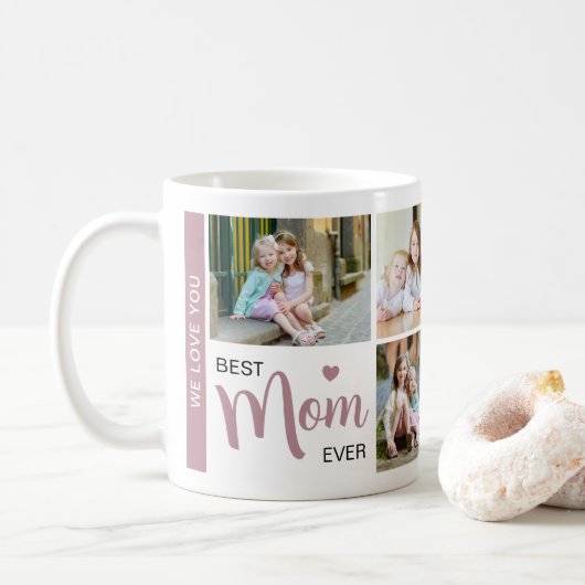 Beste Mama je Muttertag Mauve FotoCollage Kaffeetasse (Mit Donut)