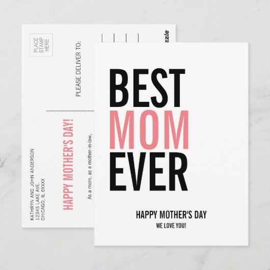 Beste Mama je Muttertag Postkarte (Vorne/Hinten)
