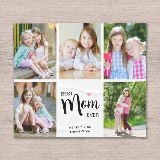 Beste Mama je Muttertag Weißes FotoCollage Fleecedecke