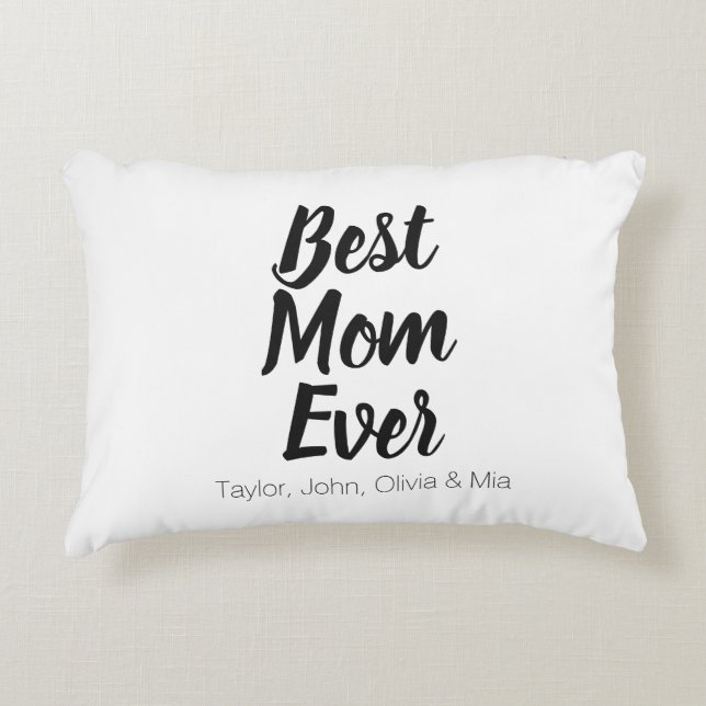 Beste Mama je, Muttertagsgeschenk - Kindernamen Dekokissen (Vorderseite)