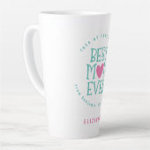 Beste Mama je Name Aquamarine rosa Typografie Milchtasse (Linke Ecke)