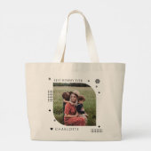 Beste Mama je Name Foto Trendy Simple Modern Jumbo Stoffbeutel (Rückseite)