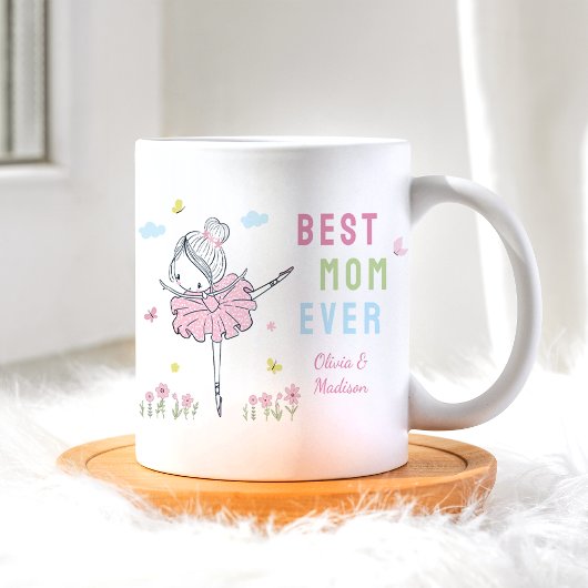 Beste Mama je Niedlich Girl Dancing Pink Blume Kaffeetasse