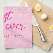 Beste Mama je Niedlich rosa Herzmuster Trendsetter Geschirrtuch (Viertel Falte)