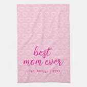 Beste Mama je Niedlich rosa Herzmuster Trendsetter Geschirrtuch (Vertikal)