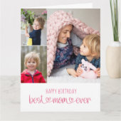 Beste Mama je Niedliche Typografie 3 Foto Karte (Vorderseite)