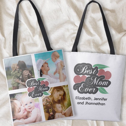 Beste Mama je Niedlicher Herzfoto Collage Familien Tasche