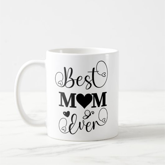 Beste Mama je Niedlicher Typografie Script Mütter  Kaffeetasse (Links)