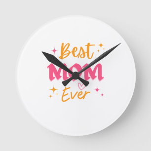 Beste Mama je - Niedliches Geschenkdesign für Mutt Runde Wanduhr