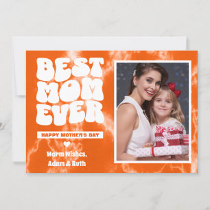 Beste Mama je Orange Gefärbte Krawatte Foto Mutter Karte