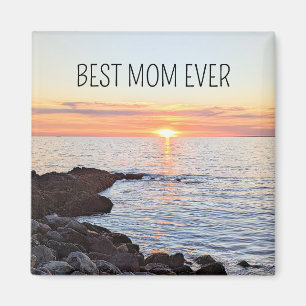 Beste Mama je Orange Sunset Ocean Foto Magnet