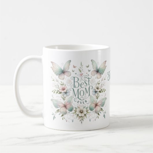 Beste Mama je Pastel Floral Personalisiert Kaffeetasse (Links)