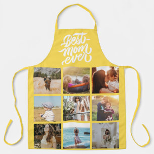 Beste Mama je Personalisiert 12 FotoCollage gelb Schürze