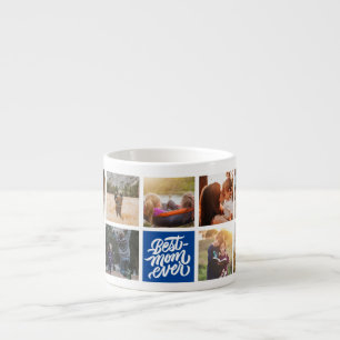 Beste Mama je Personalisiert Foto Collage Navy Blu Espressotasse