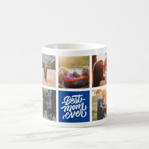 Beste Mama je Personalisiert Foto Collage Navy Blu Kaffeetasse