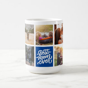 Beste Mama je Personalisiert Foto Collage Navy Blu Kaffeetasse