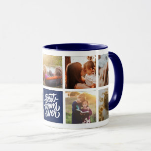 Beste Mama je Personalisiert Foto Collage Navy Blu Tasse