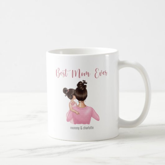 Beste Mama je Personalisiert rosa weiß Kaffeetasse (Rechts)