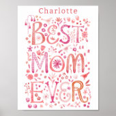Beste Mama je Personalisiert Wasserfarbe Poster (Vorne)