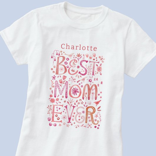 Beste Mama je Personalisiert Wasserfarbe T-Shirt