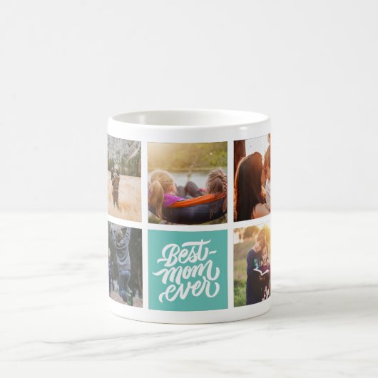 Beste Mama je Personalisierte Fotocollage Aquamari Kaffeetasse (Mittel)