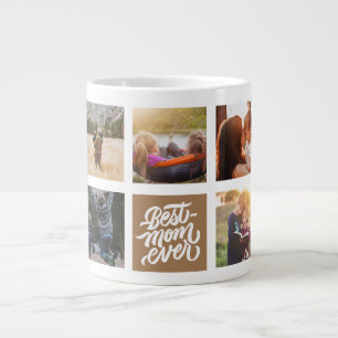 Beste Mama je Personalisierte Fotocollage braun Jumbo-Tasse